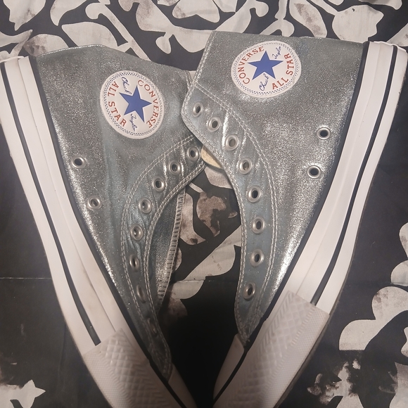 Converse Metallic Light Blue High-Top Sneaker - Women - Picture 8 of 13